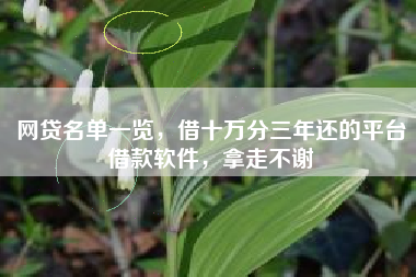 网贷名单一览，借十万分三年还的平台借款软件，拿走不谢