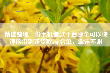 精选整理一份手机借款平台哪个可以快速的借到钱贷款app名单，拿走不谢