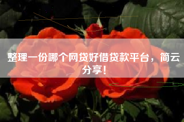 整理一份哪个网贷好借贷款平台，简云分享！