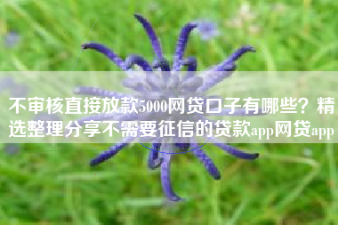 不审核直接放款5000网贷口子有哪些？精选整理分享不需要征信的贷款app网贷app