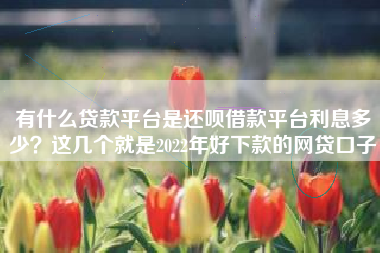 有什么贷款平台是还呗借款平台利息多少？这几个就是2022年好下款的网贷口子