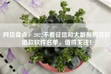 网贷盘点，2022不看征信和大数据的贷款借款软件名单，值得关注！