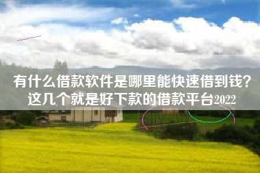 有什么借款软件是哪里能快速借到钱？这几个就是好下款的借款平台2022