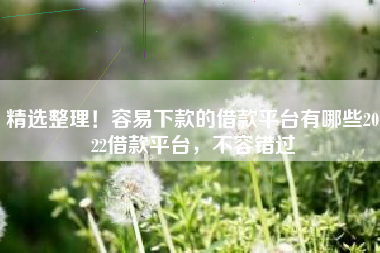 精选整理！容易下款的借款平台有哪些2022借款平台，不容错过