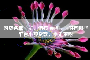 网贷名单一览，借钱1000到2000的有哪些平台小额贷款，拿走不谢