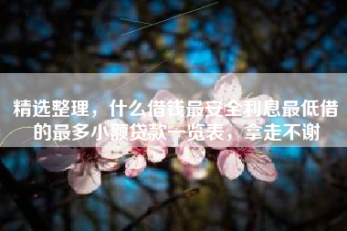 精选整理，什么借钱最安全利息最低借的最多小额贷款一览表，拿走不谢