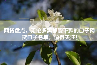 网贷盘点，无论多黑都能下款的口子网贷口子名单，值得关注！