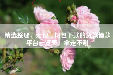 精选整理，无视一切包下款的贷款借款平台一览表，拿走不谢