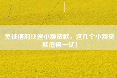 免征信的快速小额贷款，这几个小额贷款值得一试！