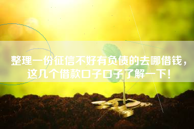 整理一份征信不好有负债的去哪借钱，这几个借款口子口子了解一下！