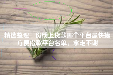 精选整理一份线上贷款哪个平台最快捷方便借款平台名单，拿走不谢