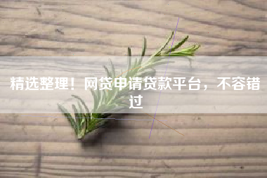 精选整理！网贷申请贷款平台，不容错过