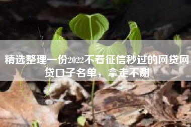 精选整理一份2022不看征信秒过的网贷网贷口子名单，拿走不谢