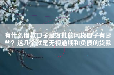 有什么借款口子是好批的网贷口子有哪些？这几个就是无视逾期和负债的贷款