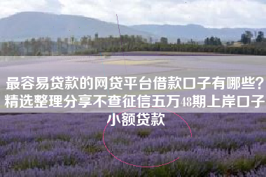 最容易贷款的网贷平台借款口子有哪些？精选整理分享不查征信五万48期上岸口子小额贷款