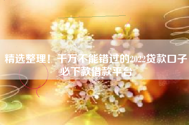 精选整理！千万不能错过的2022贷款口子必下款借款平台