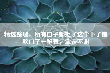 精选整理，所有口子都拒了这个下了借款口子一览表，拿走不谢