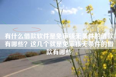 有什么借款软件是免审核无条件的借款有哪些?这几个就是免审核无条件的借款有哪些 有什么借款软件是免审核无条件的借款有哪些?这几个就是免审核无条件的借款有哪些