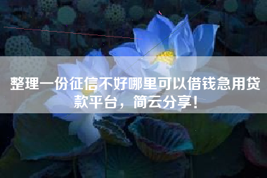 整理一份征信不好哪里可以借钱急用贷款平台，简云分享！