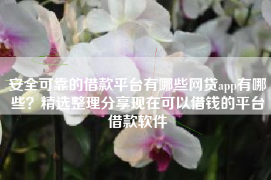 安全可靠的借款平台有哪些网贷app有哪些？精选整理分享现在可以借钱的平台借款软件