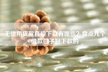 无信用贷款直接下款有哪些？盘点几个借款口子好下款的
