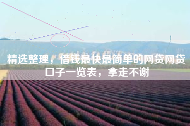 精选整理，借钱最快最简单的网贷网贷口子一览表，拿走不谢