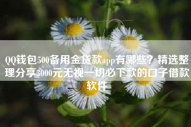 QQ钱包500备用金贷款app有哪些？精选整理分享3000元无视一切必下款的口子借款软件