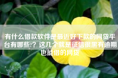 有什么借款软件是最近好下款的网贷平台有哪些?？这几个就是征信很黑有逾期也能借的网贷