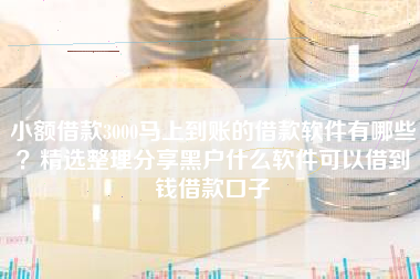 小额借款3000马上到账的借款软件有哪些？精选整理分享黑户什么软件可以借到钱借款口子