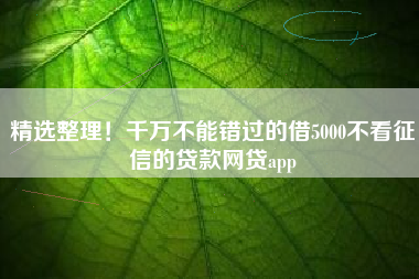 精选整理！千万不能错过的借5000不看征信的贷款网贷app