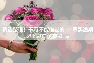 精选整理！千万不能错过的2022双黑逾期必下款口子贷款app