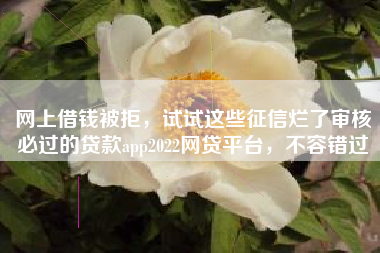 网上借钱被拒，试试这些征信烂了审核必过的贷款app2022网贷平台，不容错过