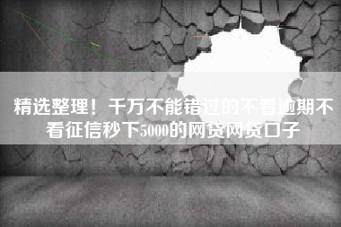 精选整理！千万不能错过的不看逾期不看征信秒下5000的网贷网贷口子