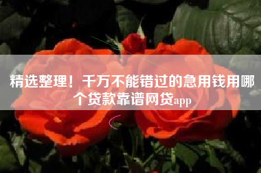 精选整理！千万不能错过的急用钱用哪个贷款靠谱网贷app