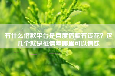有什么借款平台是百度借款有钱花？这几个就是征信差哪里可以借钱