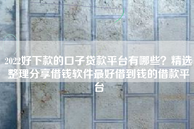 2022好下款的口子贷款平台有哪些？精选整理分享借钱软件最好借到钱的借款平台