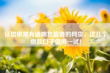 征信很黑有逾期也能借的网贷，这几个借款口子值得一试！