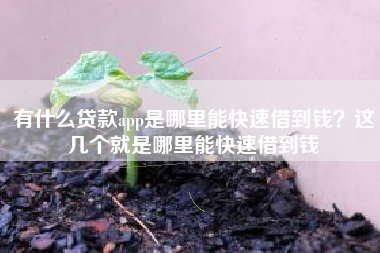 有什么贷款app是哪里能快速借到钱？这几个就是哪里能快速借到钱