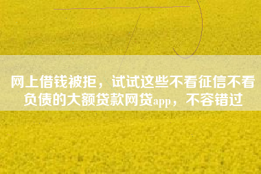 网上借钱被拒，试试这些不看征信不看负债的大额贷款网贷app，不容错过