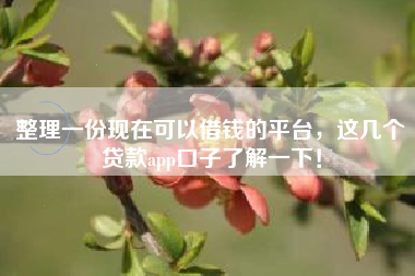 整理一份现在可以借钱的平台,这几个贷款app口子了解一下! 整理一份现在可以借钱的平台,这几个贷款app口子了解一下!