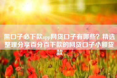 黑口子必下款app网贷口子有哪些？精选整理分享百分百下款的网贷口子小额贷款