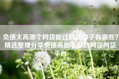 负债太高哪个网贷能过网贷口子有哪些？精选整理分享负债高能下款的网贷网贷平台