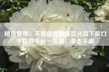 精选整理，不看征信网贷百分百下款口子贷款平台一览表，拿走不谢