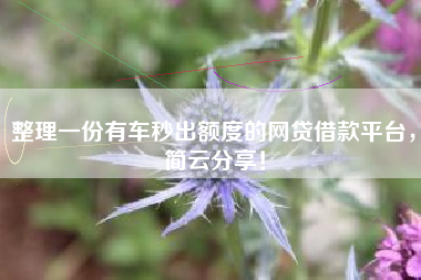 整理一份有车秒出额度的网贷借款平台，简云分享！