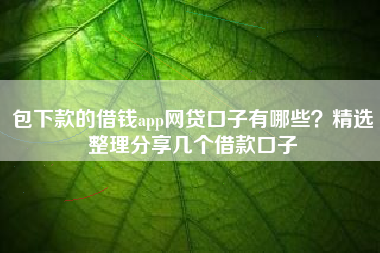 包下款的借钱app网贷口子有哪些？精选整理分享几个借款口子