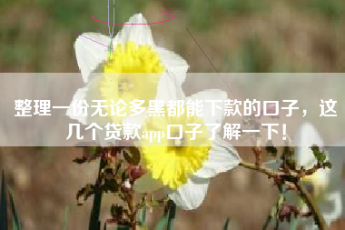 整理一份无论多黑都能下款的口子，这几个贷款app口子了解一下！