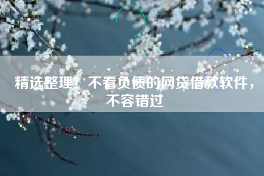 精选整理！不看负债的网贷借款软件，不容错过