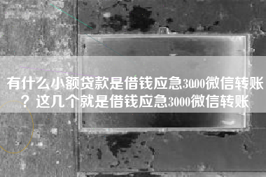有什么小额贷款是借钱应急3000微信转账？这几个就是借钱应急3000微信转账