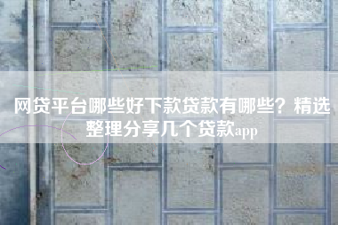 网贷平台哪些好下款贷款有哪些？精选整理分享几个贷款app