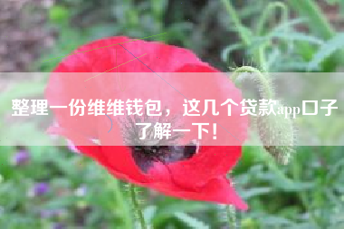 整理一份维维钱包，这几个贷款app口子了解一下！